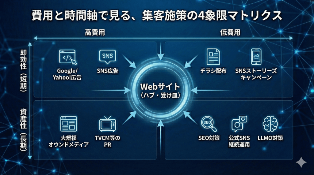 集客施策の4象限マトリクス