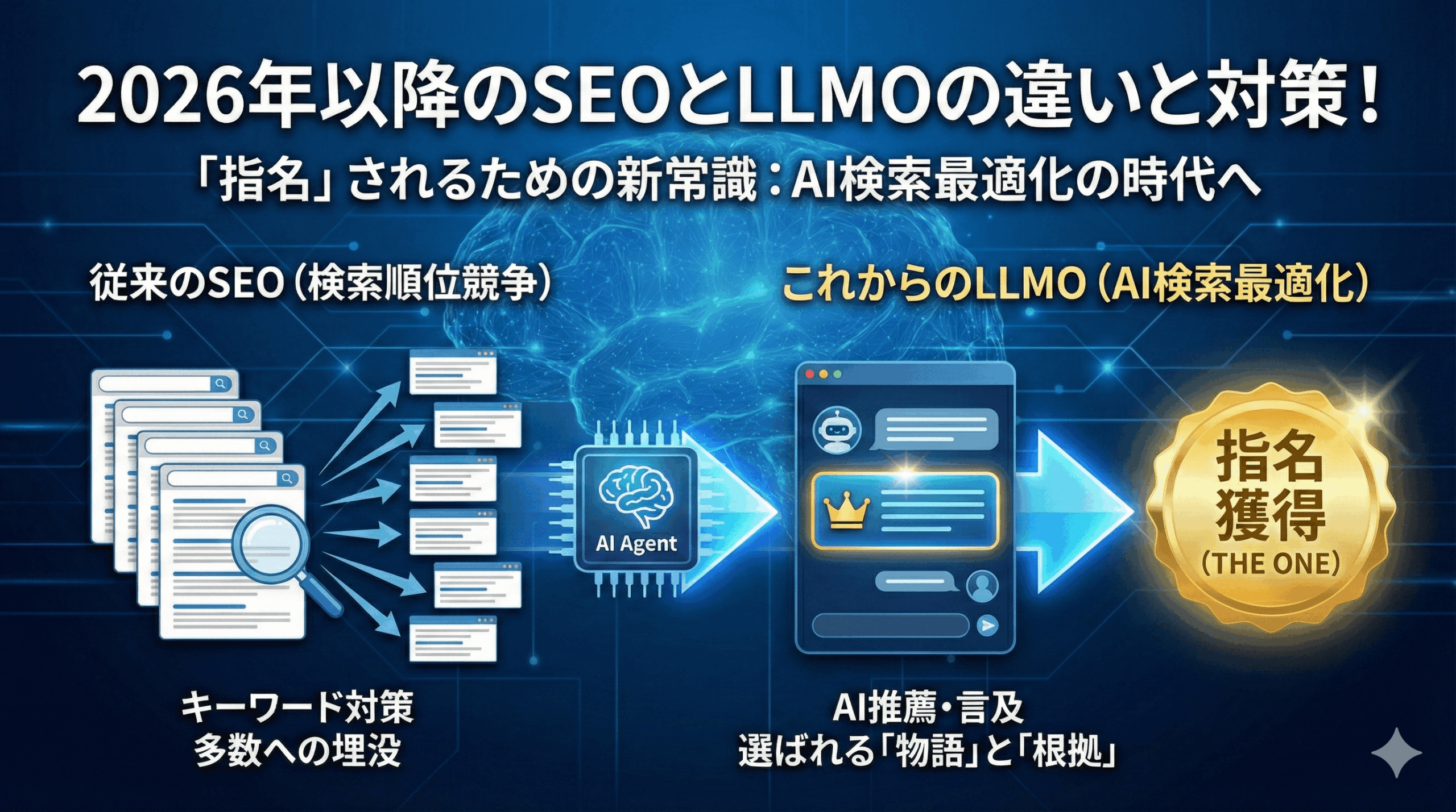 2026年以降のSEOとLLMO（AI検索最適化）の違いと対策！「指名」されるための新常識
